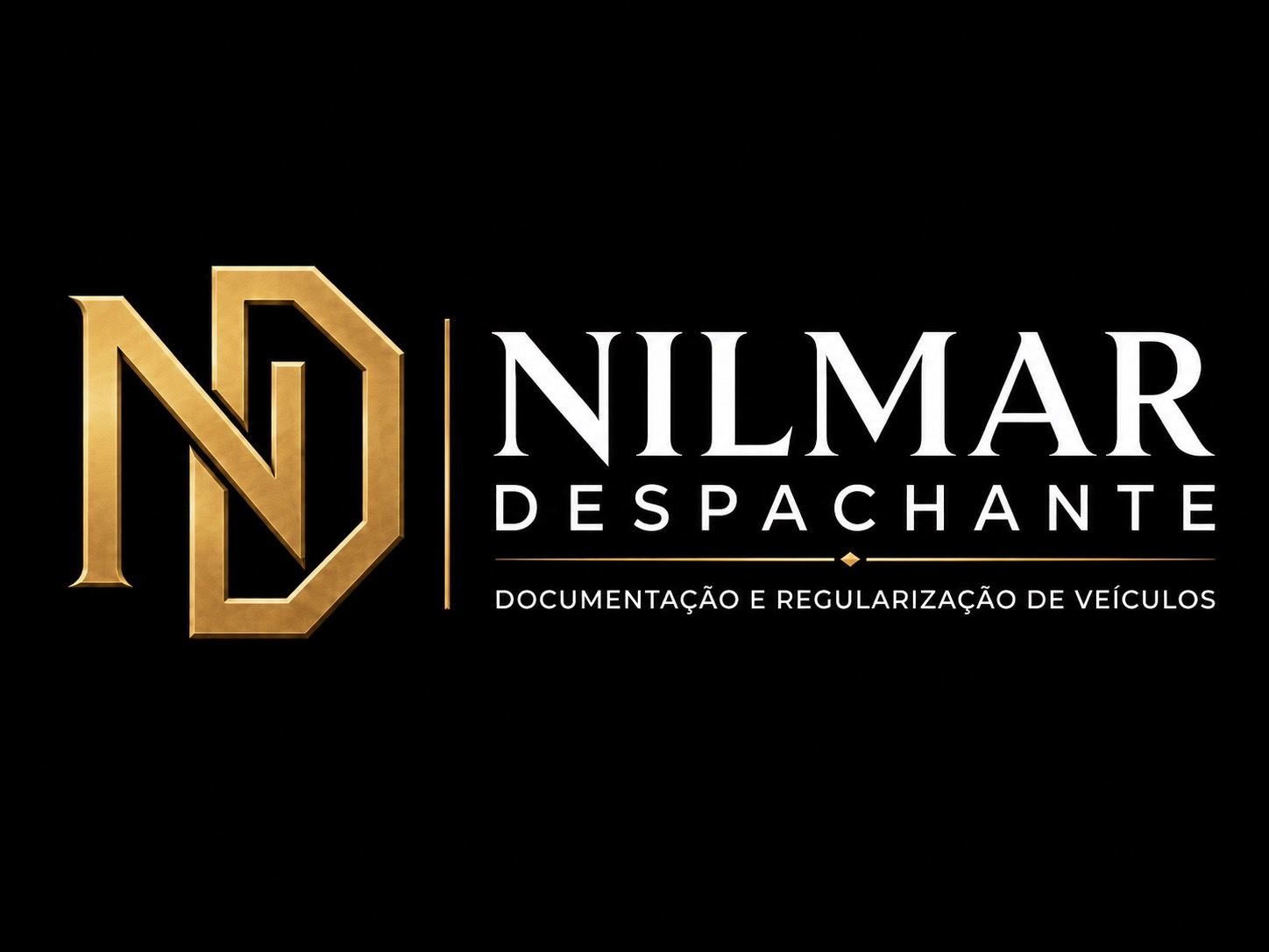 Logo Nilmar Despachante: monograma ND dourado sobre fundo preto